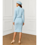 Comprar Conjunto Tricot Feminino Para Trabalho Ou Passeio Chic Azul Claro - ZARA